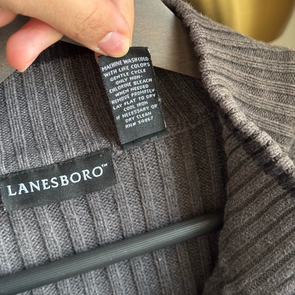 Lanesboro Men Gray Ribbed Half Zip Sweater | Extra Large - Picture 4 of 5